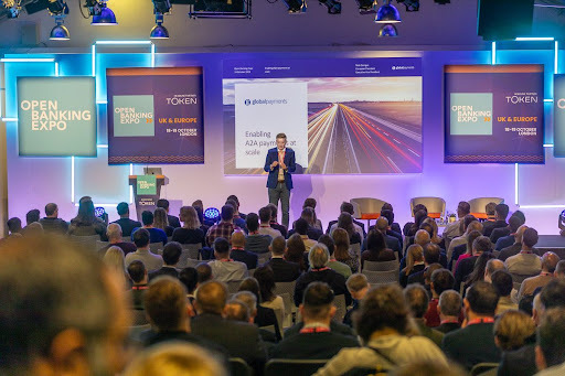 Nick Corrigan, European President and Executive Vice President of Global Payments speaks at the Open Banking Expo